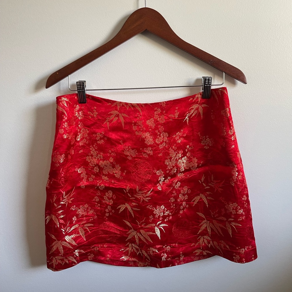 Red Satin Skirt